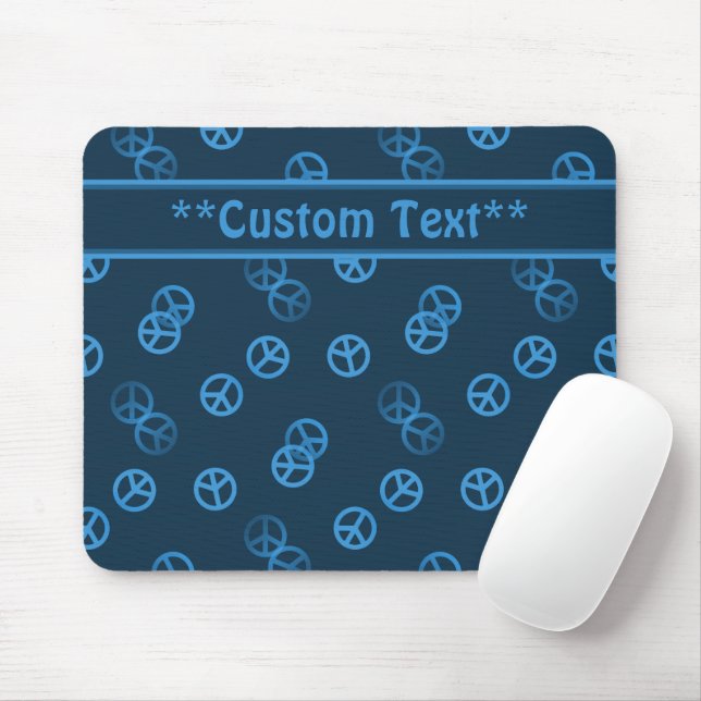 Tapis De Souris Panneau de paix bleu avec texte personnalisé (Avec souris)