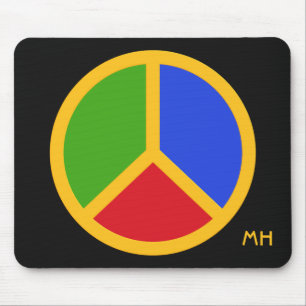 Tapis De Souris Panneau de Paix Coloré personnalisé monogramme mou