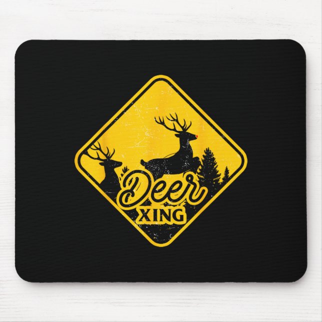 Tapis De Souris Panneau de signalisation de passage de cerfs Noël  (Devant)