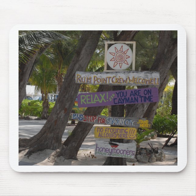 Tapis De Souris Panneau de signalisation Rum Point Grand Cayman (Devant)