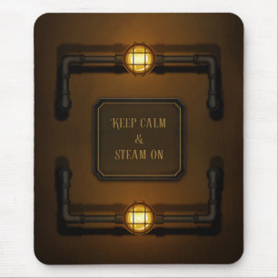 Tapis De Souris Panneau industriel Steampunk "Keep Calm & Steam On