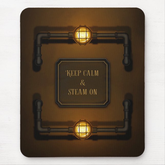 Tapis De Souris Panneau industriel Steampunk "Keep Calm & Steam On (Devant)