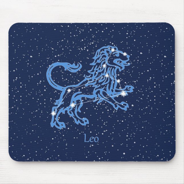 Tapis De Souris Panneau Léo Constellation et Zodiaque avec étoiles (Devant)