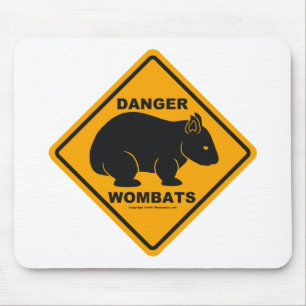 Tapis De Souris Panneau routier de danger de wombat