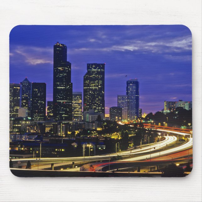 Tapis De Souris panorama de Seattle, Washington la nuit (Devant)