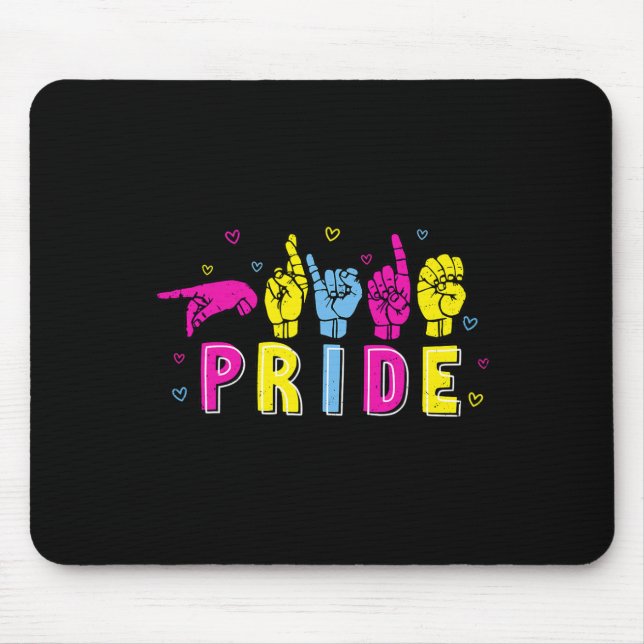 Tapis De Souris Pansexual ASL Pride Pan Rainbow Sign Language sour (Devant)