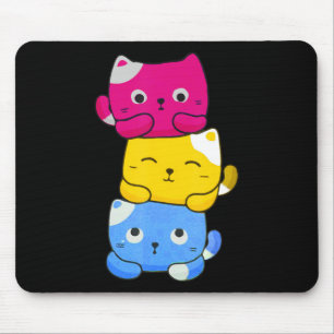 Tapis De Souris Pansexual Kawaii Cat Anime Art mignonne Pan Pride
