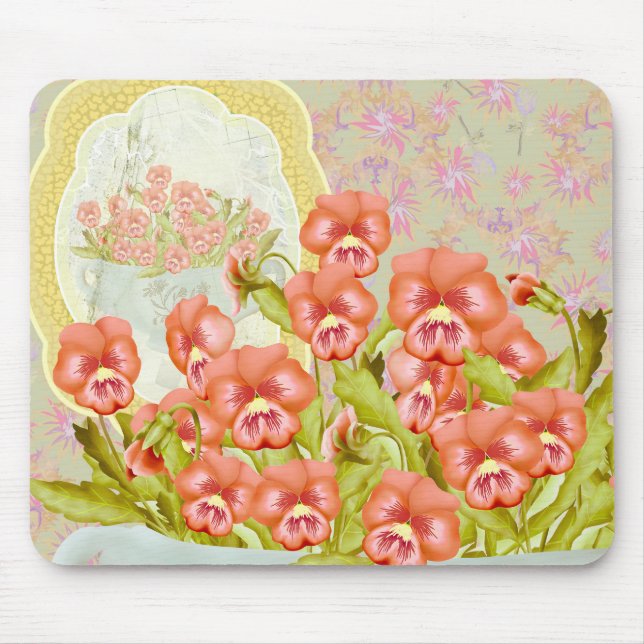 Tapis De Souris Pansies dans un bol (Devant)
