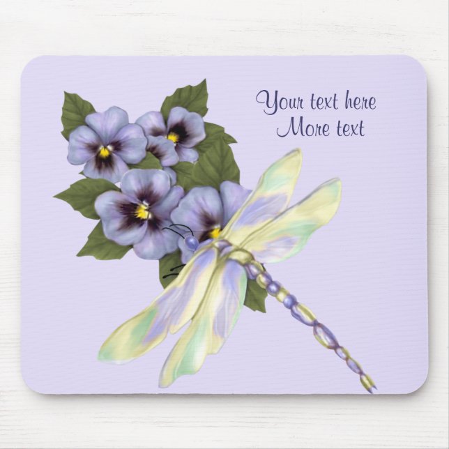Tapis De Souris Pansies et libellules (Devant)