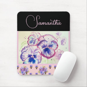 Tapis De Souris Pansies rose Pansy Aquarelle Fleurie art