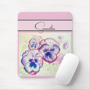 Tapis De Souris Pansy rose aquarelle Pansies floral Flower Phone