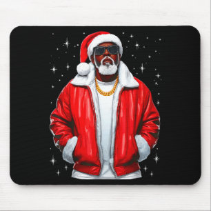 Tapis De Souris Pantalon de Noël Père Noël Afro-Américain Cool Bla