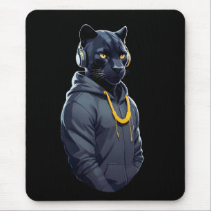 Tapis De Souris Panther portant Sweat - shirt à capuche drôle Cool