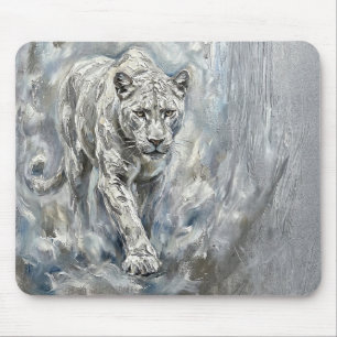 Tapis de souris Panthère Blanche – Art de bureau M