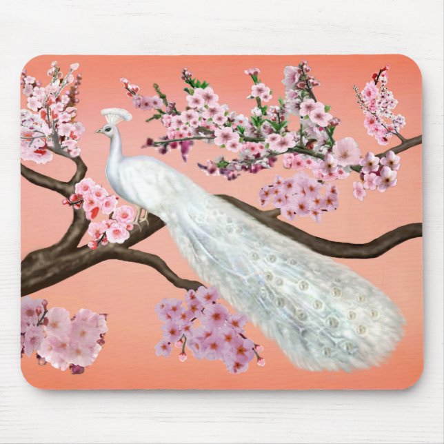 Tapis De Souris Paon Fleur de Cerisier (Devant)