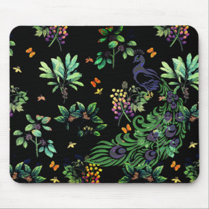 Tapis De Souris Paon orné et floral vintage