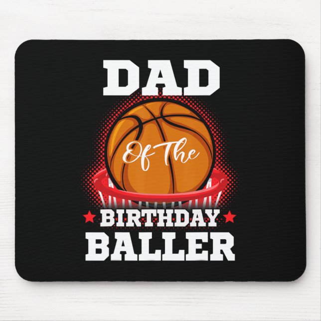 Tapis De Souris Papa basket-ball anniversaire Garçon Famille Balle (Devant)