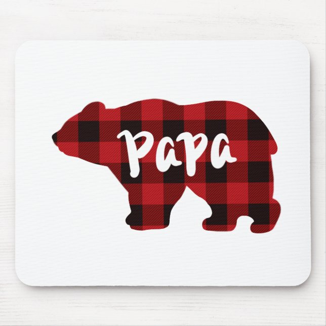 Tapis De Souris Papa Bear - Bison rouge et noir plaid (Devant)