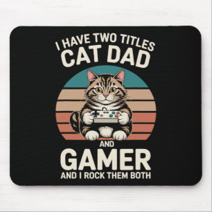 Tapis De Souris Papa Chat Gamer Drôle de père de jeu J'ai deux tit
