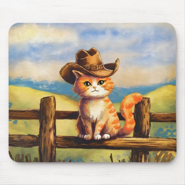 Tapis De Souris Papa Chat Peint à l'Aquarelle (Devant)
