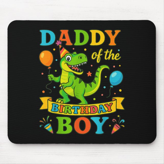 Tapis De Souris Papa De L'Anniversaire Garçon T-rex Dinosaur Anniv (Devant)