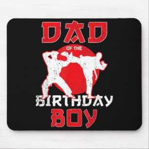 Tapis De Souris Papa de l'anniversaire Karaté Taekwondo Garçon Art