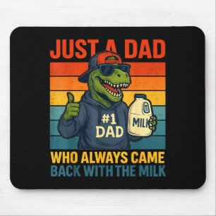 Tapis De Souris Papa dinosaure lait rétro blague drôle fête des pè