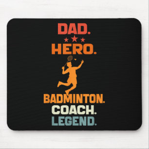 Tapis De Souris Papa Hero Badminton Entraîneur Légende Joueur Badm