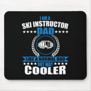 Tapis De Souris Papa instructeur de ski drôle tenue Fête des pères