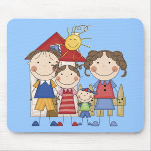 Tapis De Souris Papa, Maman, Grande Soeur, Petit Frère Famille