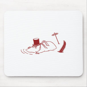 Tapis De Souris Papa Moomin rouge coincé dans la neige Ski Jeux d'