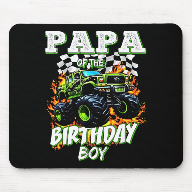 Tapis De Souris Papa Of The Birthday Boy Monster Truck Birthday Ki (Devant)