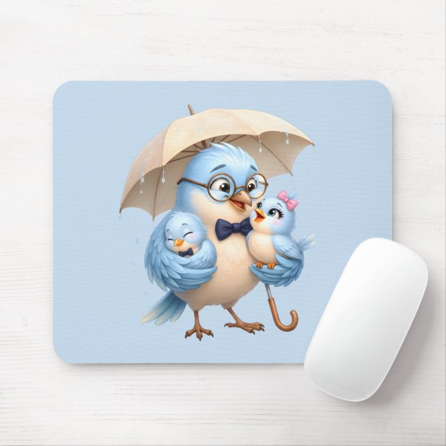 Tapis de souris Papa Oiseau Cadeau de l'espace de  (Avec souris)