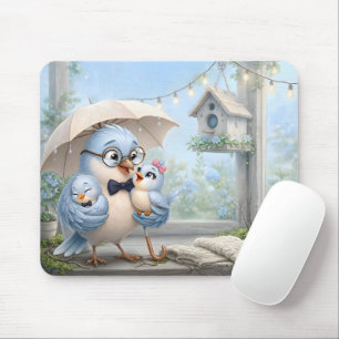 Tapis de souris Papa Oiseau Mignon & Bébé