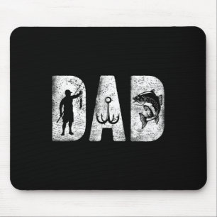 Tapis De Souris Papa pêcheur Clic gras Police Fête des Pères Poiss