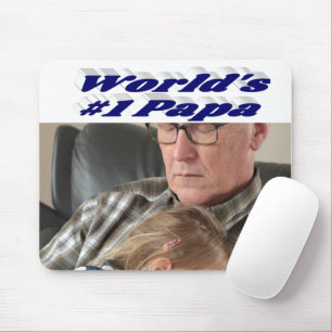 Tapis De Souris Papa photo avec texte bleu foncé