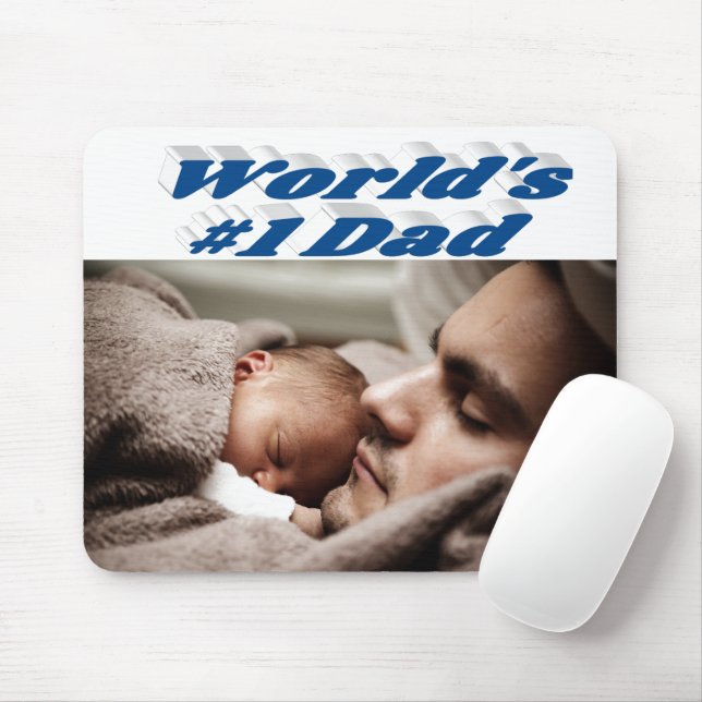 Tapis De Souris Papa Photo bleu mer texte (Avec souris)