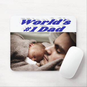 Tapis De Souris Papa Photo bleu texte