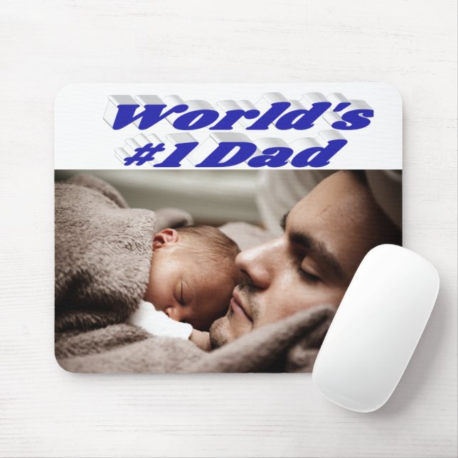 Tapis De Souris Papa Photo bleu texte (Avec souris)