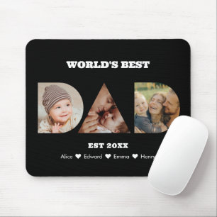 Tapis De Souris Papa Photo Collage Fête des pères découpée Anniver