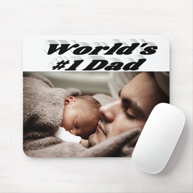 Tapis De Souris Papa Photo texte noir (Avec souris)