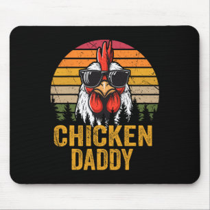 Tapis De Souris Papa Poule Vintage Drôle Agriculteur Poules Père