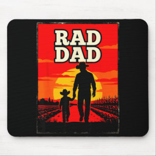 Tapis De Souris Papa radical père et fils agriculteur western couc