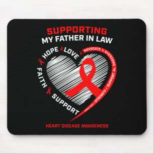 Tapis De Souris Papa Soutien Père En Droit Maladie de Coeur Rouge 