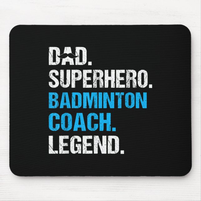 Tapis De Souris Papa Superhero Badminton Entraîneur Funny Badminto (Devant)