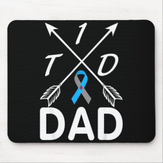 Tapis De Souris Papa T1d ruban bleu gris de sensibilisation au dia