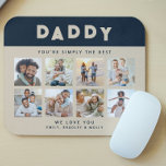 Tapis De Souris Papa, tu es tout simplement le meilleur collage ph<br><div class="desc">Daddy You're Simply The Best Photo Collage Personnalisé Modèle photo Custom Names Mouse Pad comporte huit de vos photos préférées avec le texte "Daddy you're just the best" dans la typographie de script moderne. Personnalisez ci-dessous avec votre texte et vos noms personnalisés. Un cadeau parfait pour papa pour anniversaire, Noël,...</div>