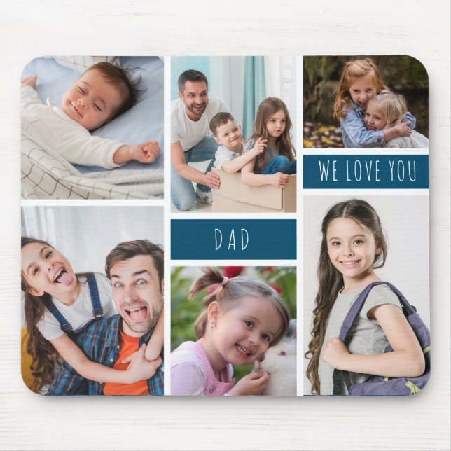 Tapis De Souris Papa We Love You Photo Collage (Devant)