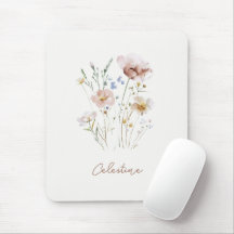 Papeterie à nom personnalisé moderne et fleurs dou