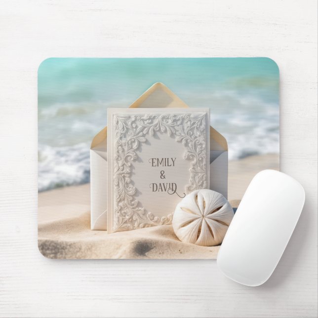 Tapis De Souris Papeterie de mariage avec dollar de sable de plage (Avec souris)